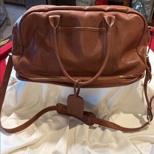 Leather Travel Duffel Bag in Cognac Brown